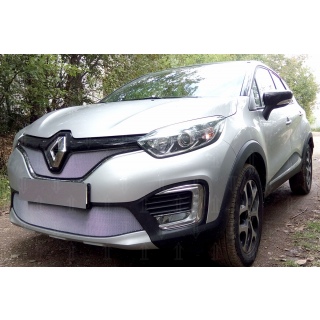 Защитная сетка на решетку радиатора (хромированная верхняя) Renault Kaptur (Рено Каптур) 2016-2020