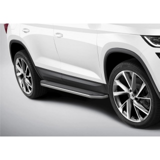 Пороги алюминиевые с нержавеющим кантом Skoda Kodiaq (Шкода Кодиак)