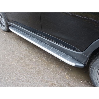 Пороги алюминиевые с пластиковой накладкой 1820 мм Subaru XV (Субару XV) с 2017 года