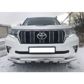 Защита переднего бампера G из нержавеющей стали d76 мм TOYOTA Land Cruiser 150 Prado (Тойота Ленд Крузер 150 Прадо) с 2017 года