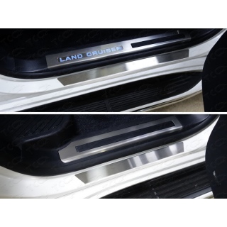 Накладки на пороги (лист шлифованный) TOYOTA Land Cruiser 200 (Тойота Ленд Крузер 200) с 2015 года