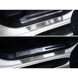 Накладки на пороги с гибом (лист шлифованный) TOYOTA Land Cruiser 200 (Тойота Ленд Крузер 200) с 2015 года
