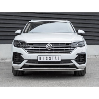 Защита переднего бампера двойная d42-42 мм VOLKSWAGEN Touareg (Фольксваген Туарег) с 2018 года