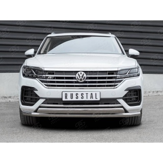 Защита переднего бампера круг+овал d63-75х42 мм VOLKSWAGEN Touareg (Фольксваген Туарег) с 2018 года