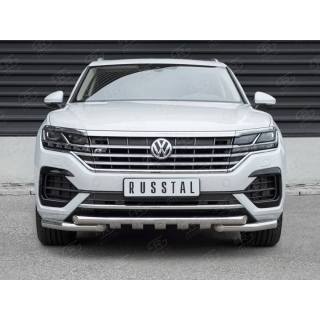 Защита переднего бампера с клыками d63 мм VOLKSWAGEN Touareg (Фольксваген Туарег) с 2018 года