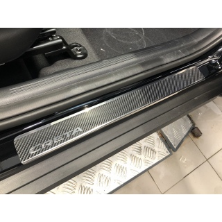 Накладки на пороги INOX Carbon из нержавеющей стали Hyundai Creta (Хендай Крета) с 2021 года выпуска