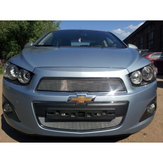 Защитная сетка на решетку радиатора хромированная верхняя CHEVROLET Aveo