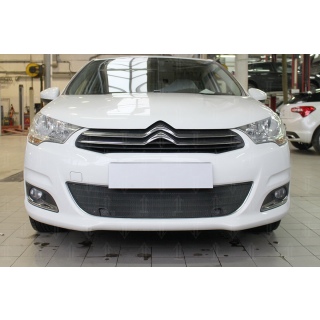 Защитная сетка на решетку радиатора черная CITROEN C4 HB с парктроником 2011-2016