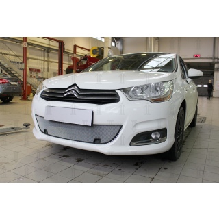 Защитная сетка на решетку радиатора хромированная CITROEN C4 HB с парктроником 2011-2016