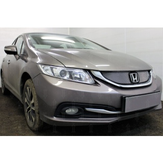 Защитная сетка на решетку радиатора (хромированная) HONDA Civic IX рестайлинг с 2013 года