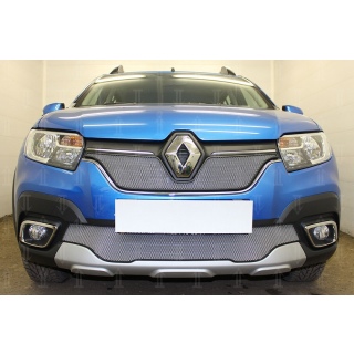 Защитная сетка на решетку радиатора хромированная (верх) RENAULT Logan Stepway (Рено Логан Степвей) с 2018 года выпуска