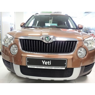 Защитная сетка на решетку радиатора черная Skoda Yeti (Шкода Йети) с 2009 года выпуска