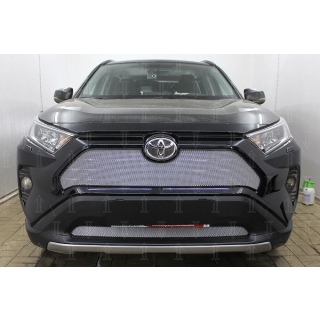 Защитная сетка на решетку радиатора (хромированная) (верх) TOYOTA Rav-4 (Тойота Рав-4) с 2019 года 